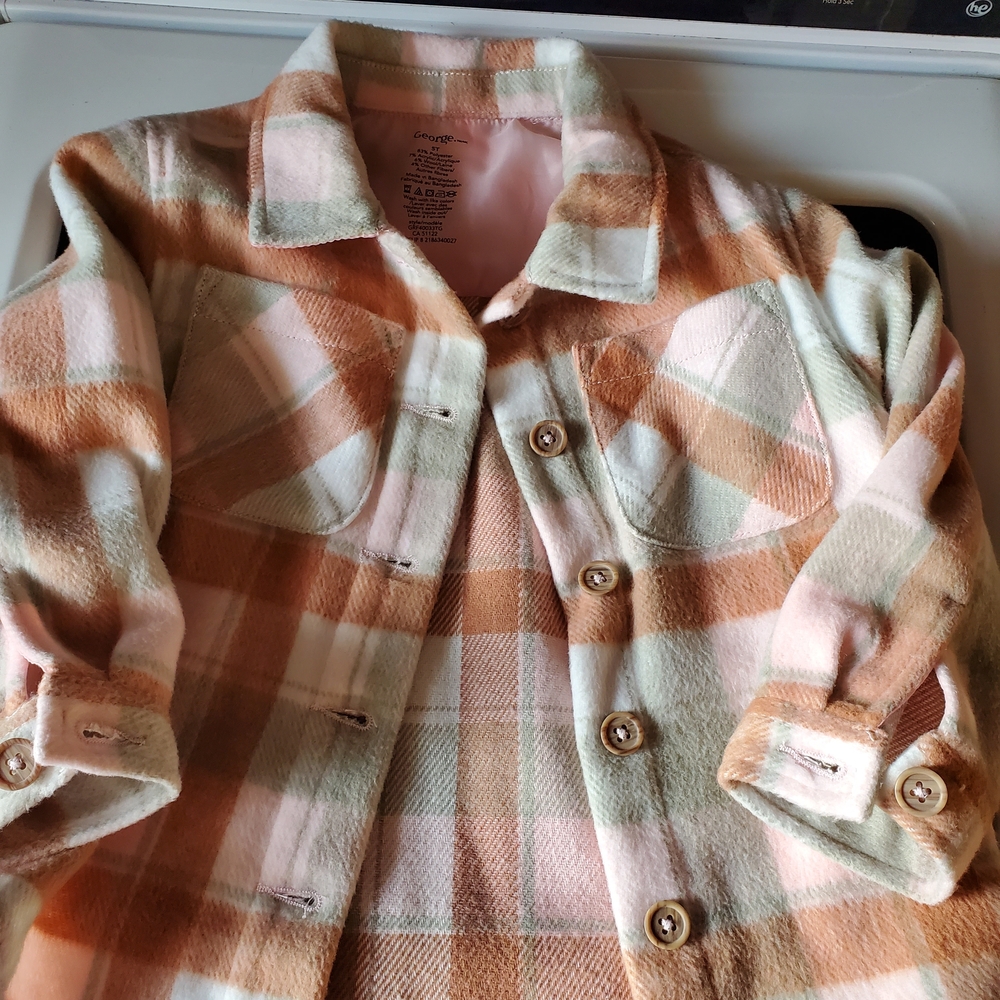 George Kids Plaid Jacket in Pink and Tan